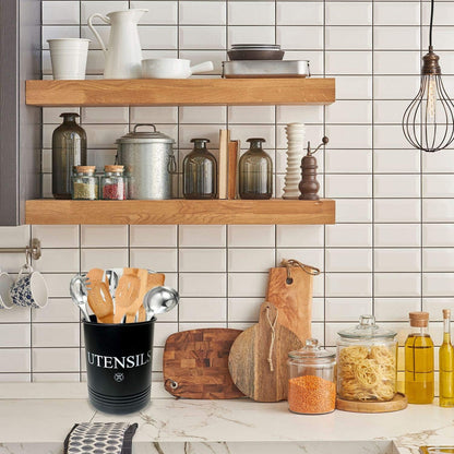 Large Black Kitchen Utensil Holder - Stainless Steel Cooking Utensil Crock & Countertop Organizer, Extra Large Metal Spatula Holder for Countertop Decor