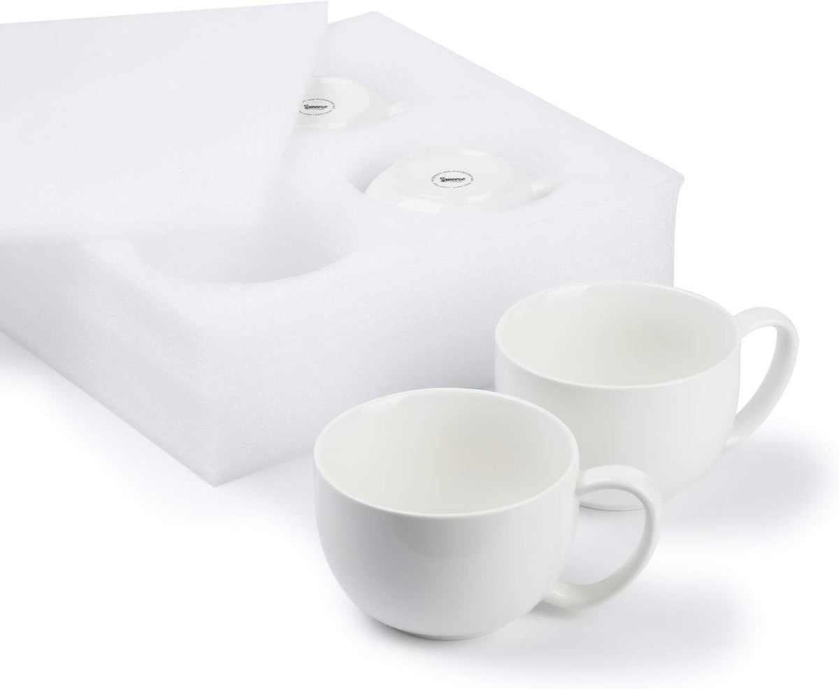 Porcelain 22Oz Large Coffee Mugs Set of 4, Large Soup Mug with Handles Perfect for Coffee, Tea, Hot Chocolate, Microwave Safe, White