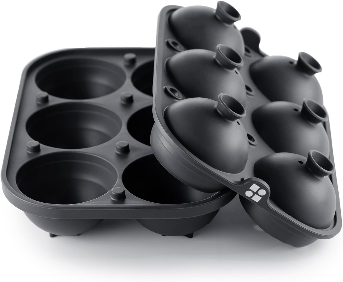 Ice Cube Molds, Large Silicone Sphere & Square Combo with Fill Funnel