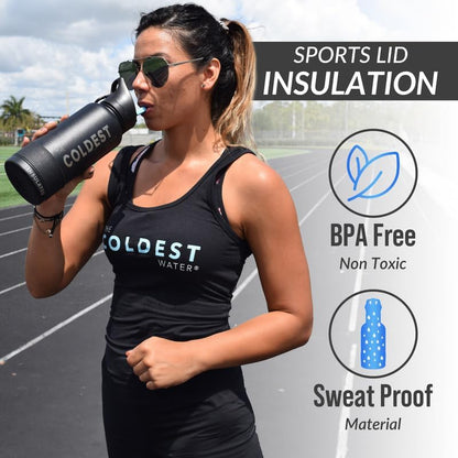 Coldest Insulated Water Bottle with Straw Lid - Stainless Steel Metal Insulated Bottle for Men & Women (Oceanic Green, 32 Oz)