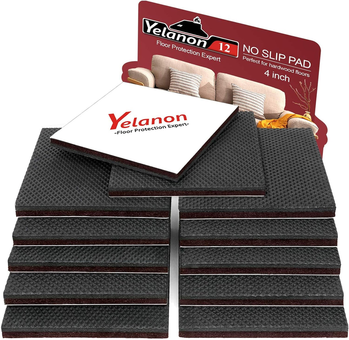 Non Slip Furniture Pads for Hardwood Floors 12 Pcs 4" Round