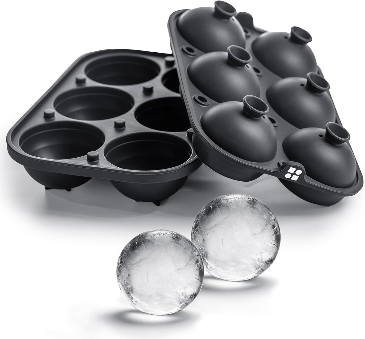 Ice Cube Molds, Large Silicone Sphere & Square Combo with Fill Funnel