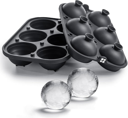 Ice Cube Molds, Large Silicone Sphere & Square Combo with Fill Funnel